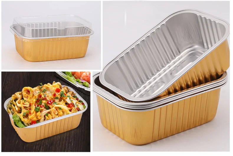 Disposable ColoredCoated SquareAluminiumFoilContainerFor Food
