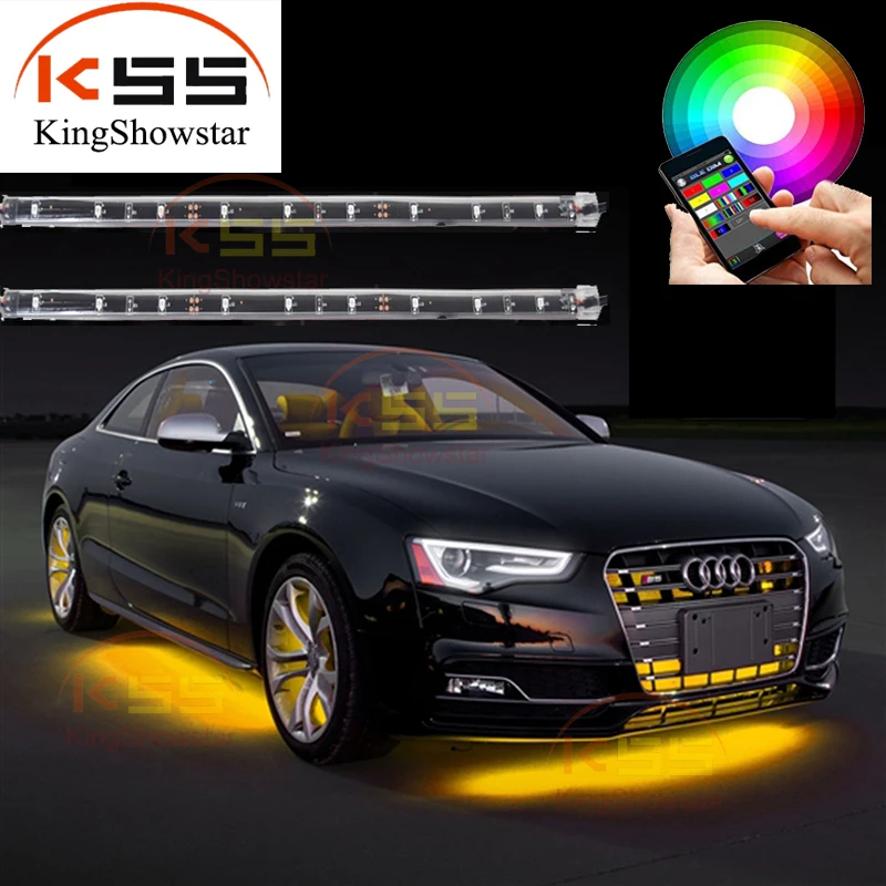 Car LED Strip Light Kit Neon UnderGlow Strip with Wireless Remote Controller
