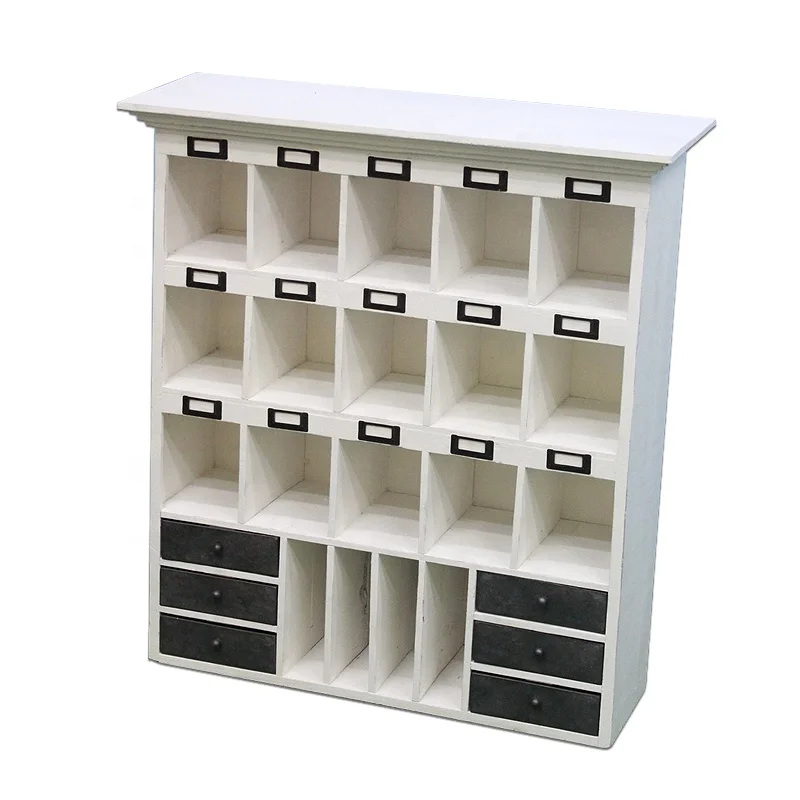 White Mini Drawer Divider Vintage Wall Bedroom Hanging Cabinet