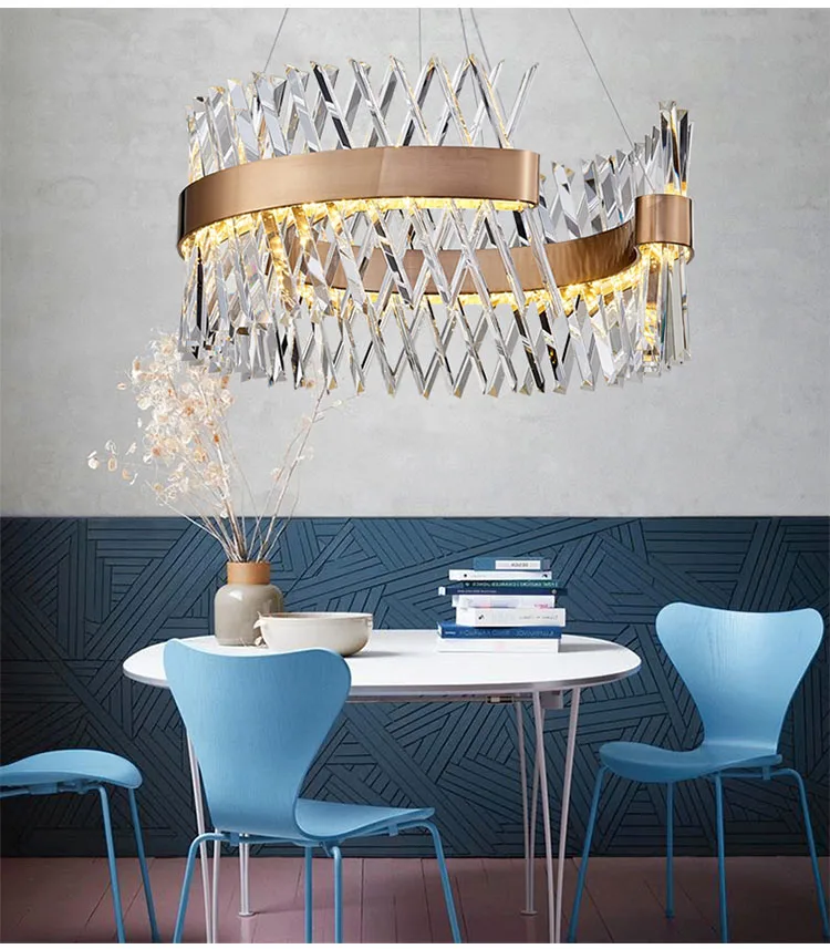 Modern LED crystal chandelier stainless steel chandelier can be customized living room bedroom hotel lighting