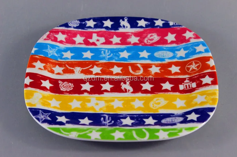 Square Shape Melamine Dinner Plate Square Dessert Plate For Holiday