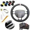 Leather Hand Sewing Custom Steering Wheel Cover with Marker Strip for Ford Focus 2 2005 2006 2007 2008 2009 2010 2011 (3-Spoke)