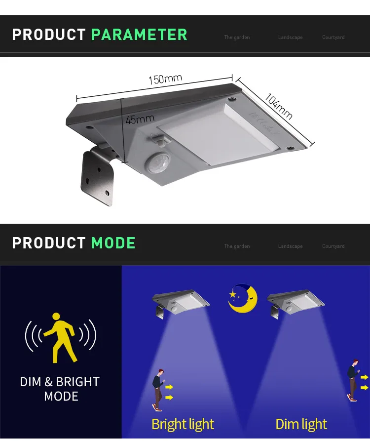 Auto On/Off Outdoor Waterproof Solar Lights Motion Activated