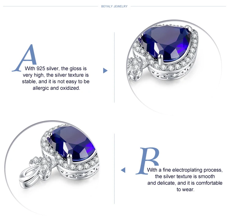 Fashion custom design heart shape 925 silver pendant jewelry