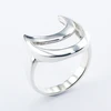 Plain Sterling Silver Moon Ring Gorgeously Vertical Aligned