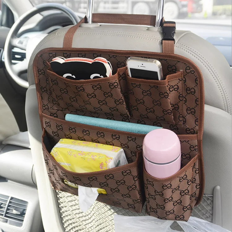 Universal compact portable multi pockets tissue storage car organizer for backseat