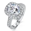 Copper Alloy Jewelry Fashion Latest Designs Statement Open Round Diamond Large Micro Pave Free Size Silver Zircon Ring For Women