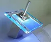 2016 New Arrival glass waterfall hydro electric power basin LED faucet