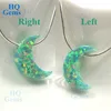 HQ Moon Shape Synthetic Opal 925 sterling silver opal chain