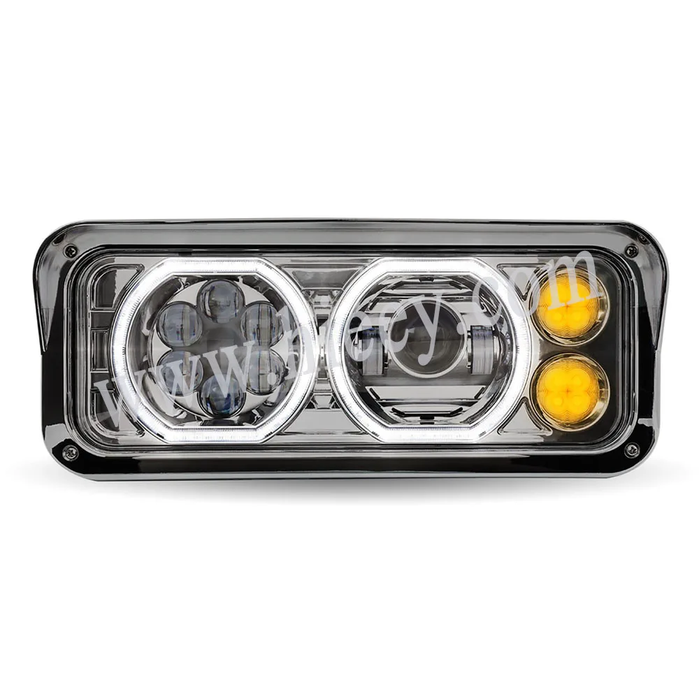 Universal Chrome Led Projector Headlight Assembly With Auxiliary Halo