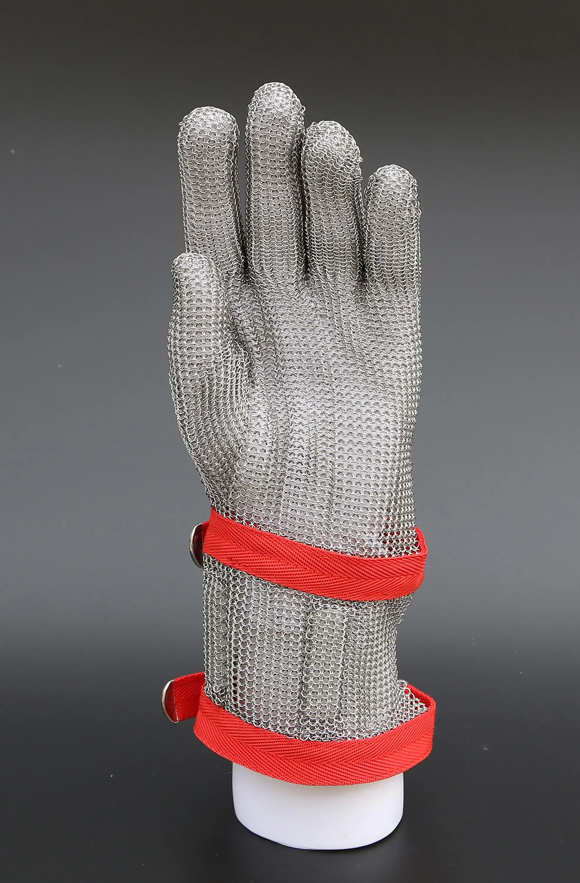 Long Nylon Wristband Gloves Cut Resistant Safety Work Gloves Stainless Steel Mesh Butcher Chain