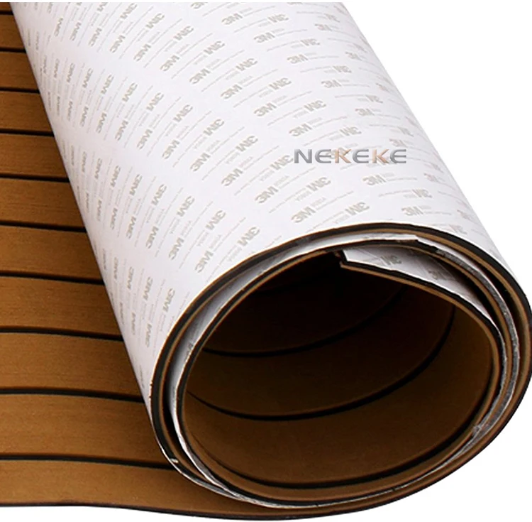 New Fashion Brown Boat Decking Sheet 94.5 X 35.4 Inch 6MM Thick Non-Skid EVA Foam Teak Decking Self-Adhesive Yacht Deck Pad mat