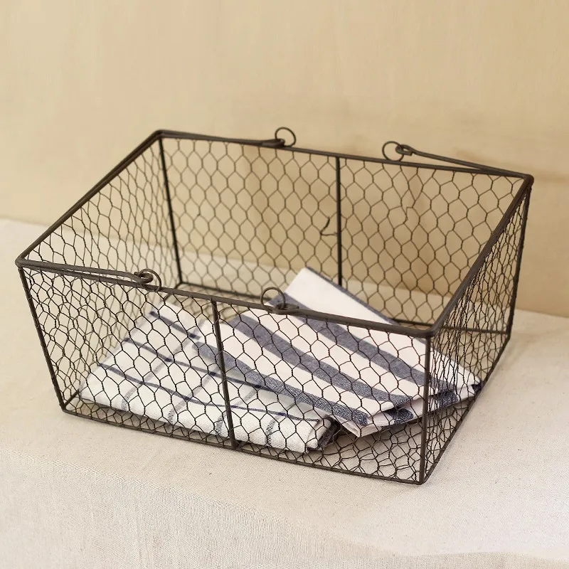 14'' Black Powder Coated Storage Type Rectangular Wire Mesh Shopping