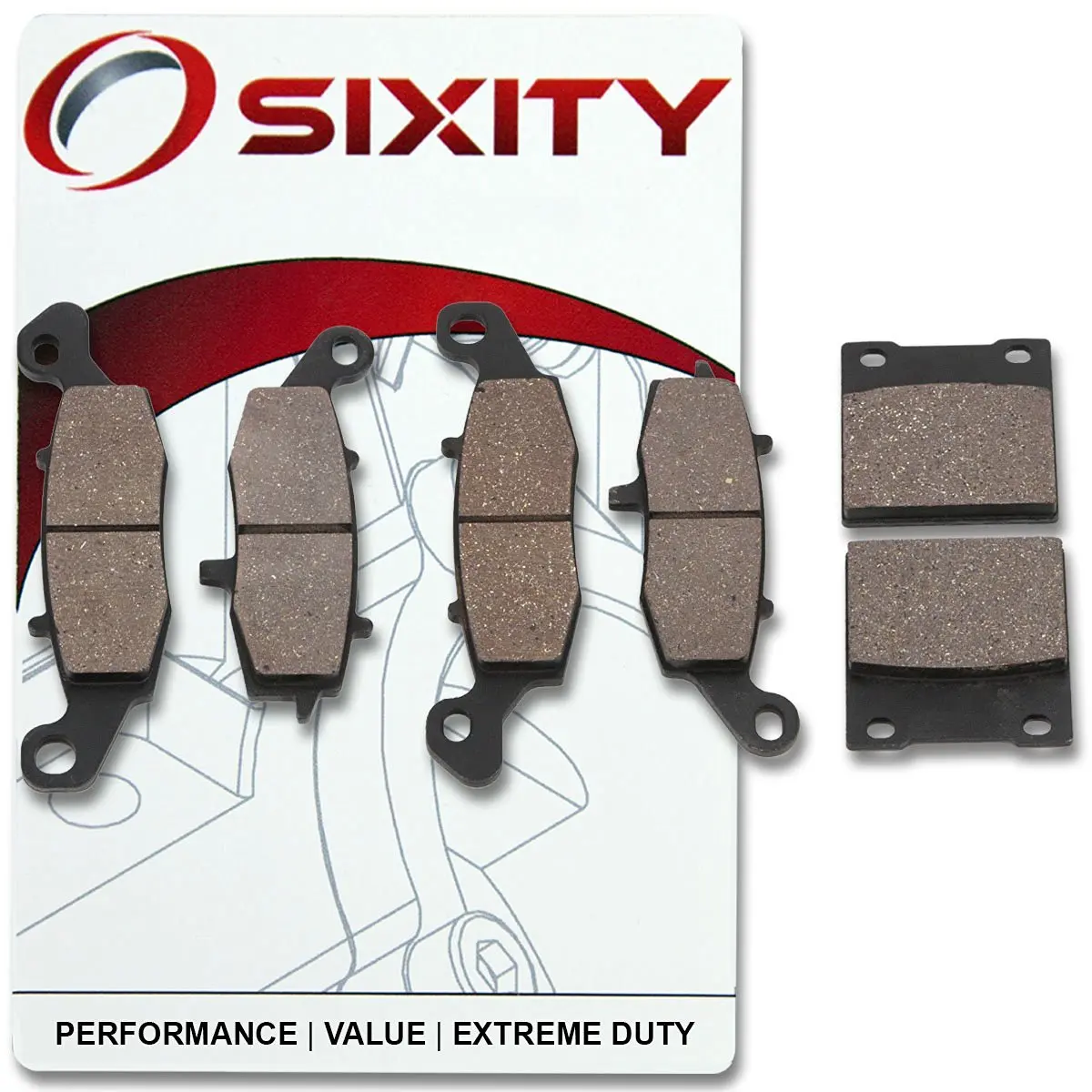 Sixity Rear Organic Brake Pads 2004-2009 for Suzuki GS500F Set Full Kit FK4 FK5 FK6 FK7 FK8 FK9 Complete