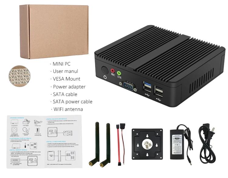 HLY Celeron J1900 J2900 Mini PC Quad-Core 2.0GHz Micro Desktop HTPC HD VGA WiFi Dual LAN Win7 industrial PC computer