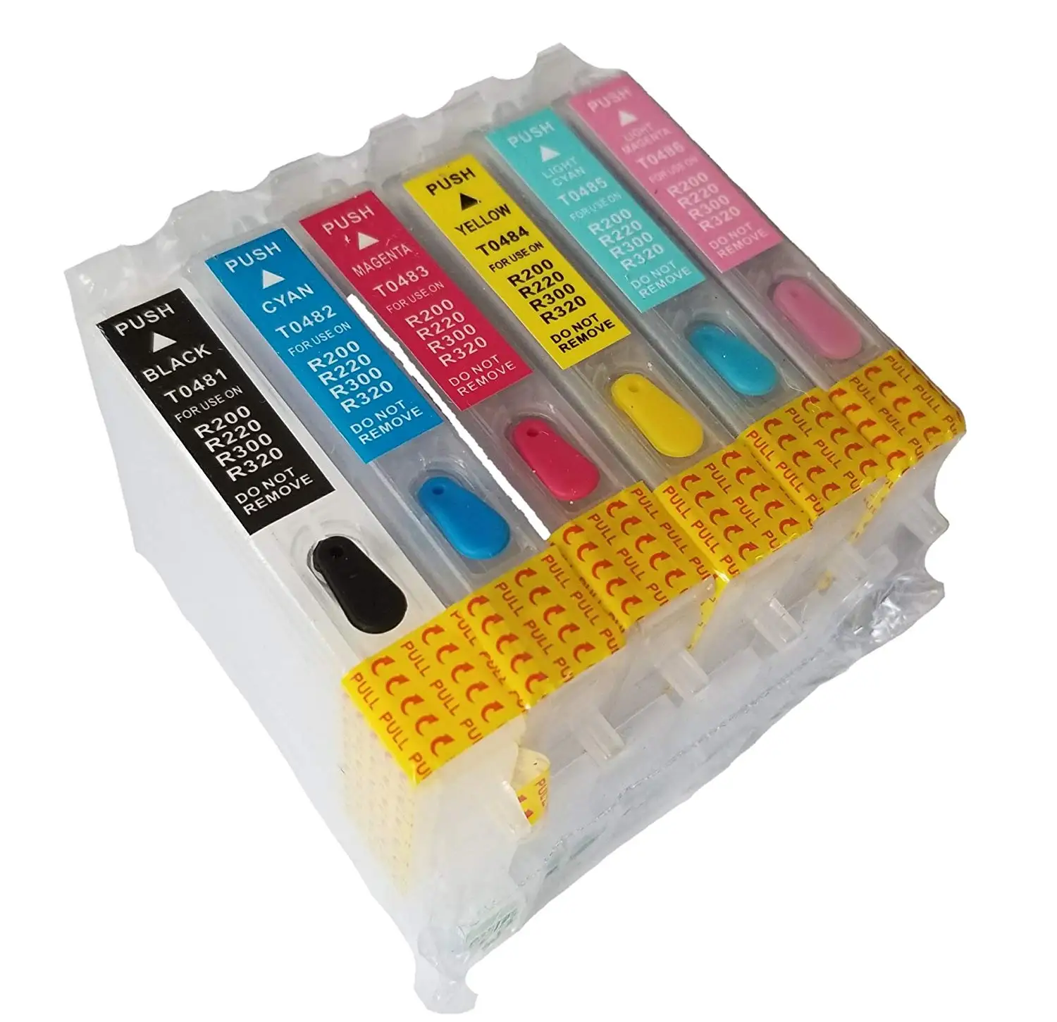 Get Quotations · Empty Refillable Ink Cartridges with Chips for Epson R200  R220 R300 R300M R320 R340 RX500 RX600
