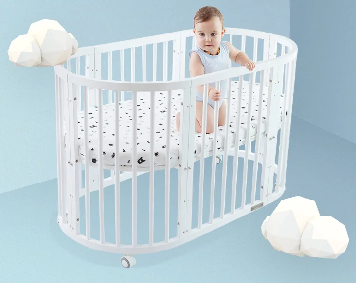 round wood crib adult multi wooden function solid pine cribs bed nursery cots adjustable