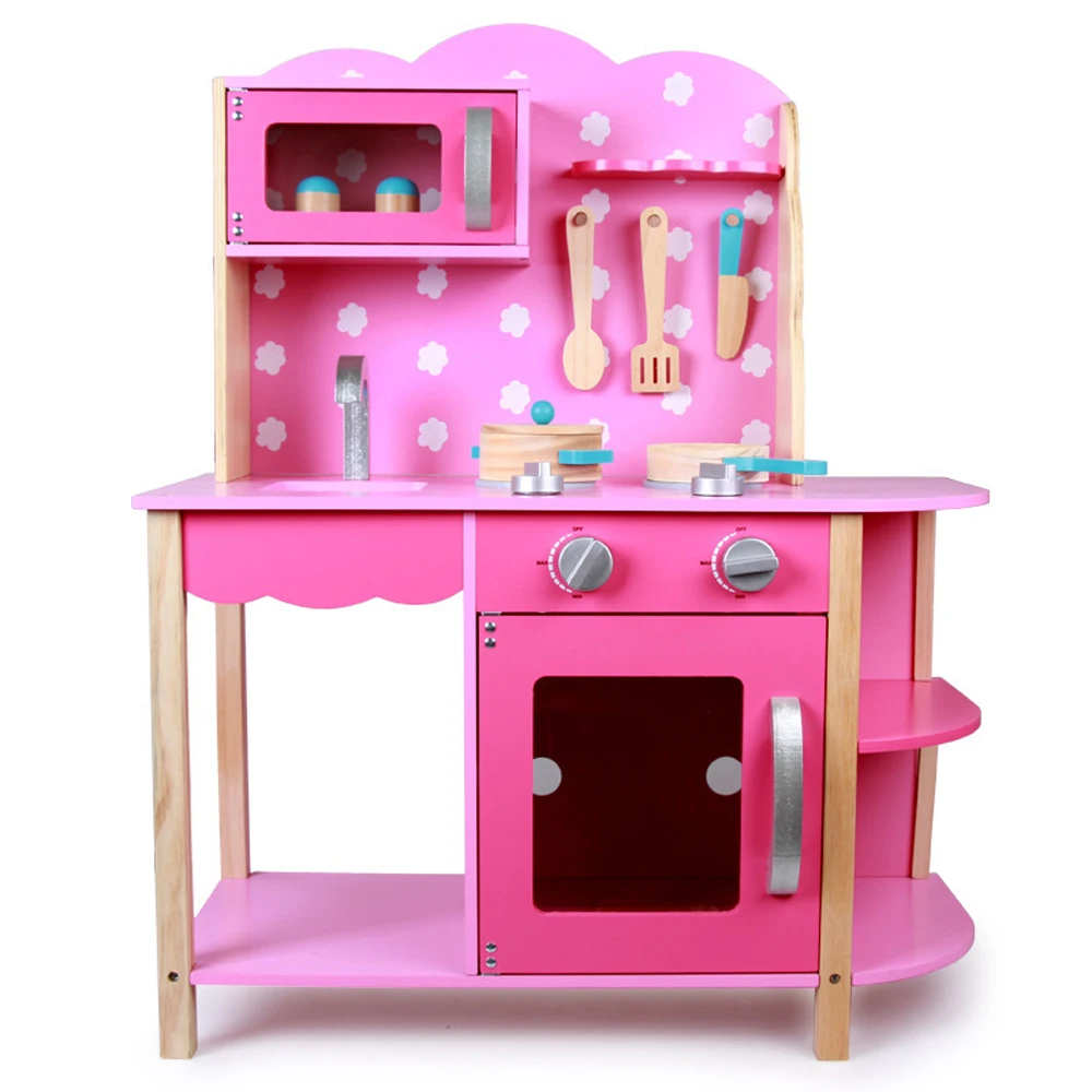 2020 Amazon Hot Children Kitchen Table Toy Pretend Play Big Kids Wooden Kitchen Set Toy For