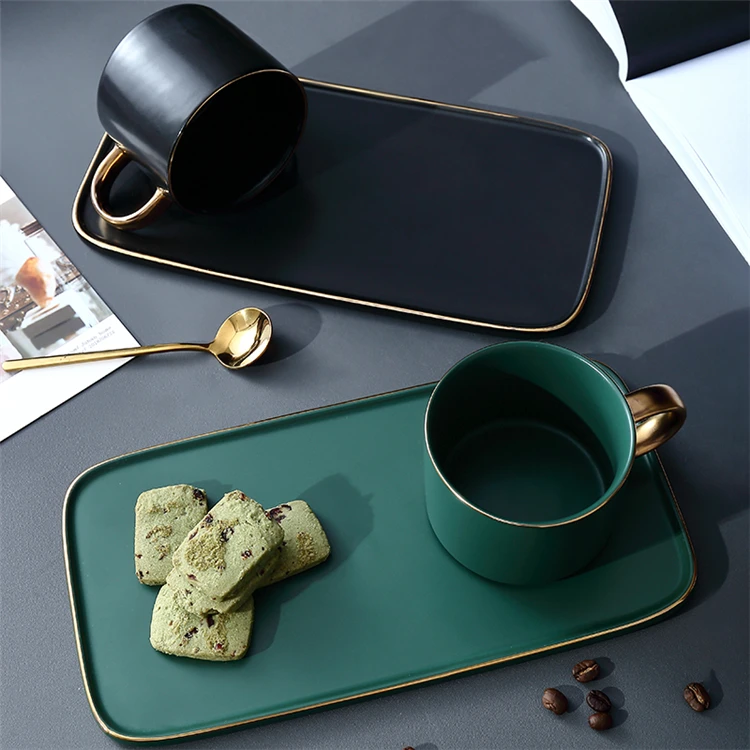 Wholesale Fancy Matte Green Black Porcelain Tea Espresso Coffee Cups