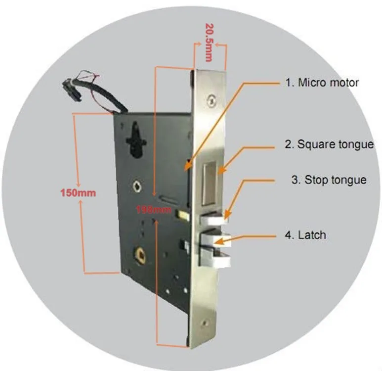 Antiseptic Electronic Key Card Door Lock For Hotel Commercial Building