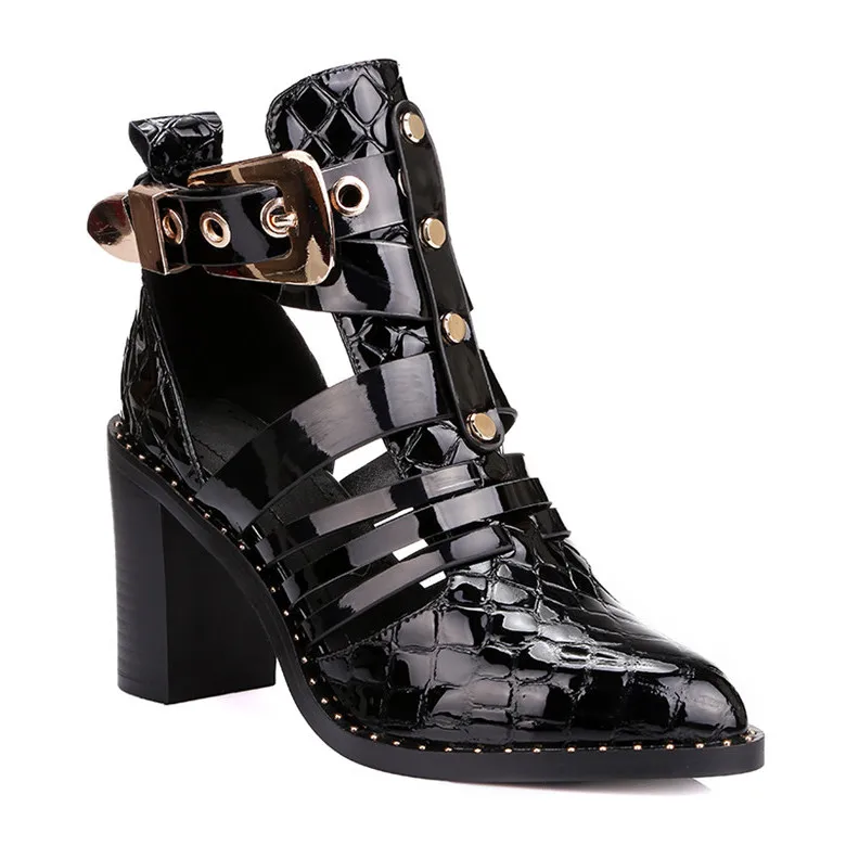 patent black boots womens