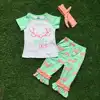 baby girls summer clothing hello deer outfits short sleeve ruffle capri sets children clothes with headband