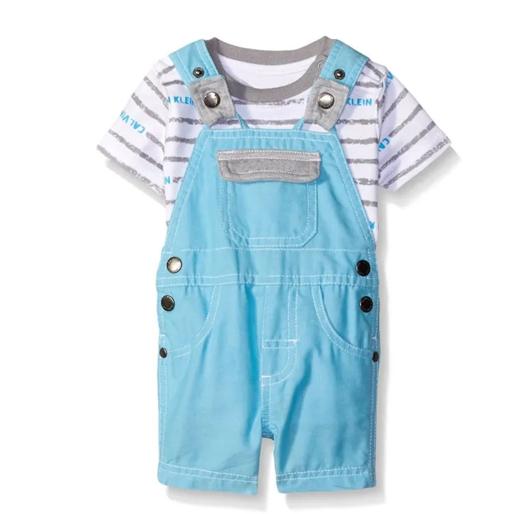 Wholesale little boys denim fashion strap baby clothes set with t-shirt (1).jpg
