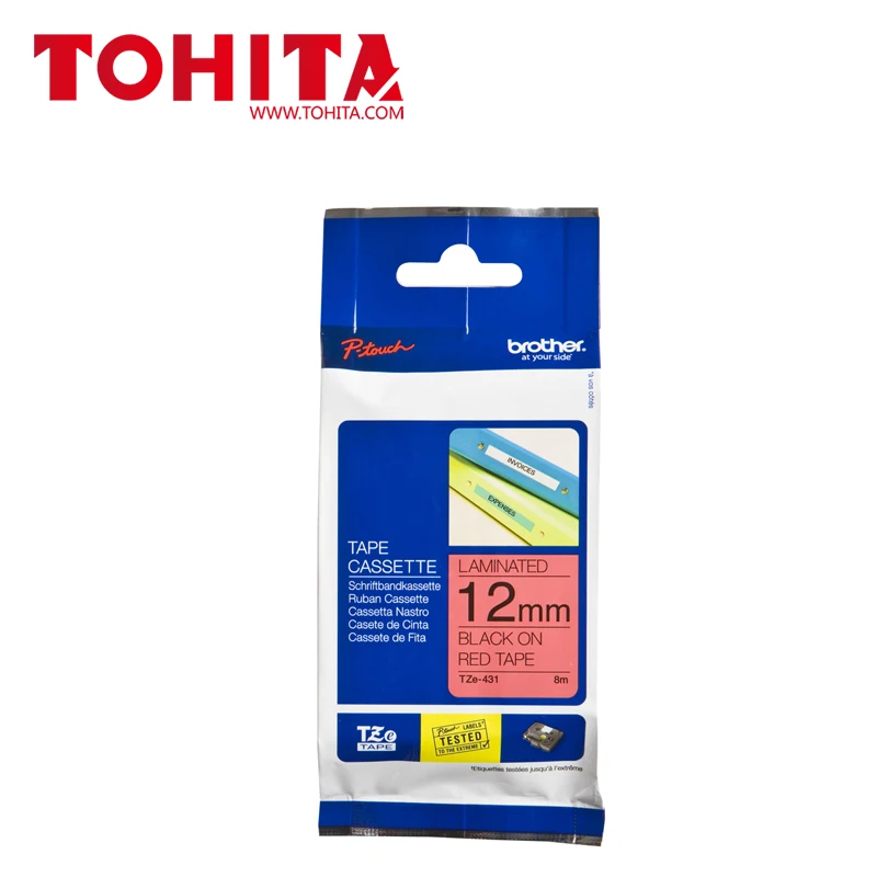 12mm*8m Black On Red/white/clear/matte Clear Label Tape Compatible For