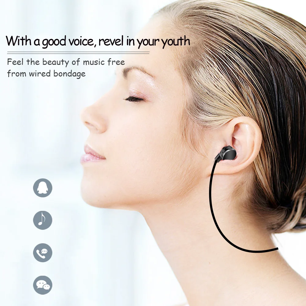 IPX3 Magnetic Headset Stereo Wireless Mobile Sport BT Earphone with Mic