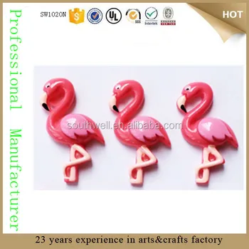 Grosir Murah Kecil Hemihedral Resin Dekoratif Merah Muda Flamingo