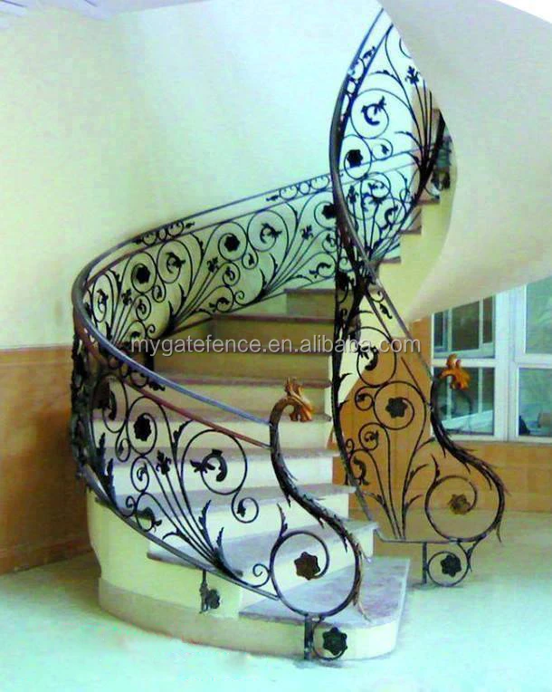 Barandilla de hierro forjado decorativo interior/outdoor pasamanos de