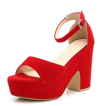 red block heel platform sandals