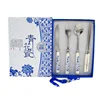 8pcs flatware set fork and spoon blue and white porcelain cutlery set with box