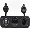 Dual USB Auto with LED Charger Socket Voltage Voltmeter and power socket Panel