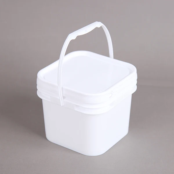 White Small Capacity Square Plastic Bucket With Lid And Handle - Buy