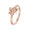 BAGREER SCR481 Fashion adjustable charm rose gold plated maple leaves shaped custom ring 925 silver finger ring for girls women