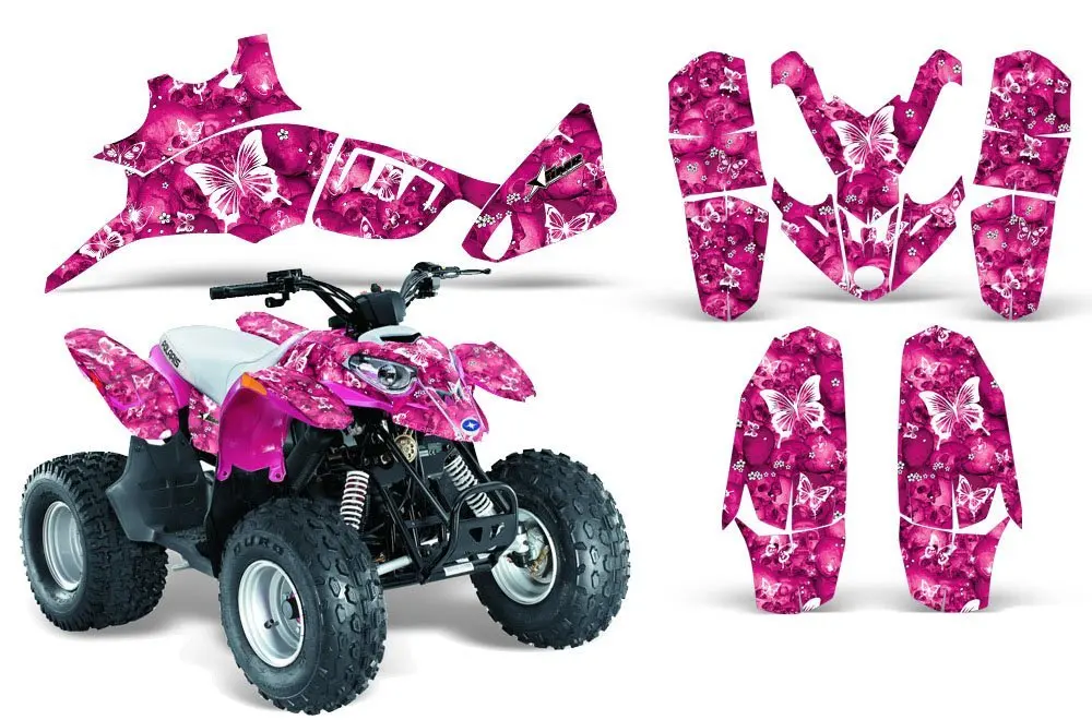 AMR Racing Graphics Kit Sale For Polaris Outlaw//Predator 50 BUTTERFLIES WHITE