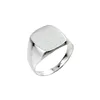 signet ring mat polish on top 12x12mm silver jewelry simple ring for men and women