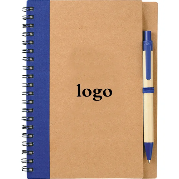 Oempromo custom printed hardcover a4 spiral notebook with pen