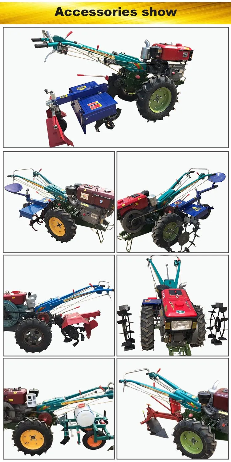 agricultural diesel ridger walk behind tractor two wheel walking tractor mini hand tractor ditching machine