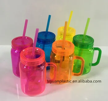 clear plastic mason jars with handles in bulk