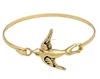 Customized Yellow Gold plated 316 Stainless steel bird charm bangle