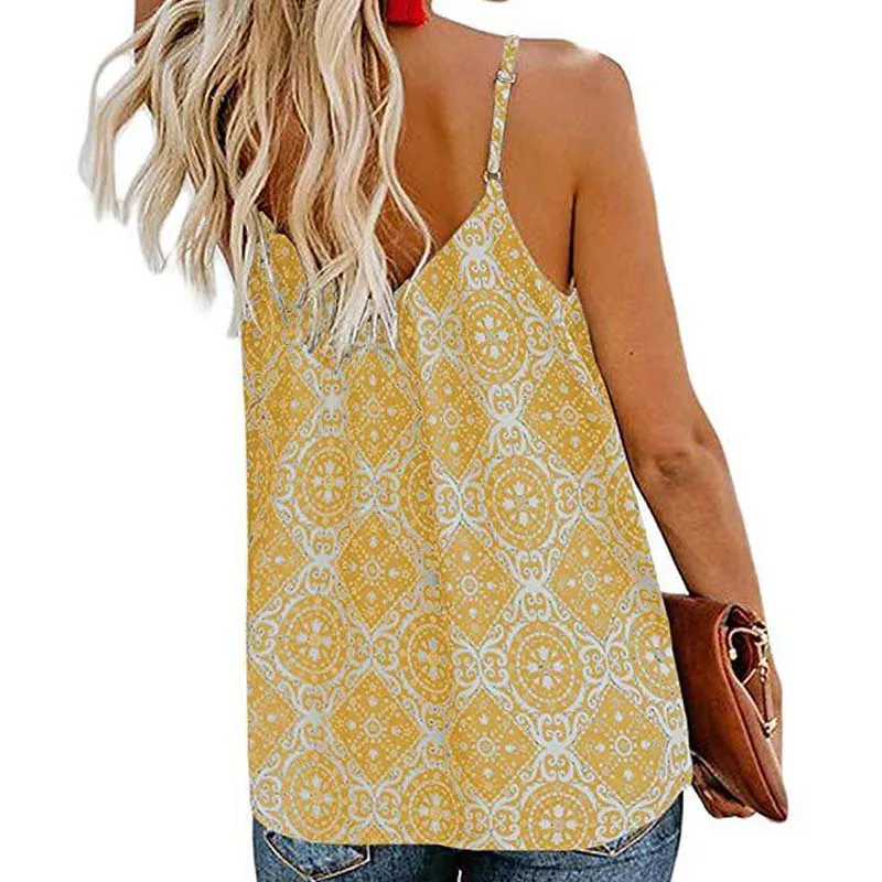 Latest Fashion Yellow V Neck Summer Spaghetti Strap Women's Tank Tops ...