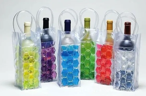 Portable Clear PVC Collapsible Wine Ice Cooler Bag Cool Carry