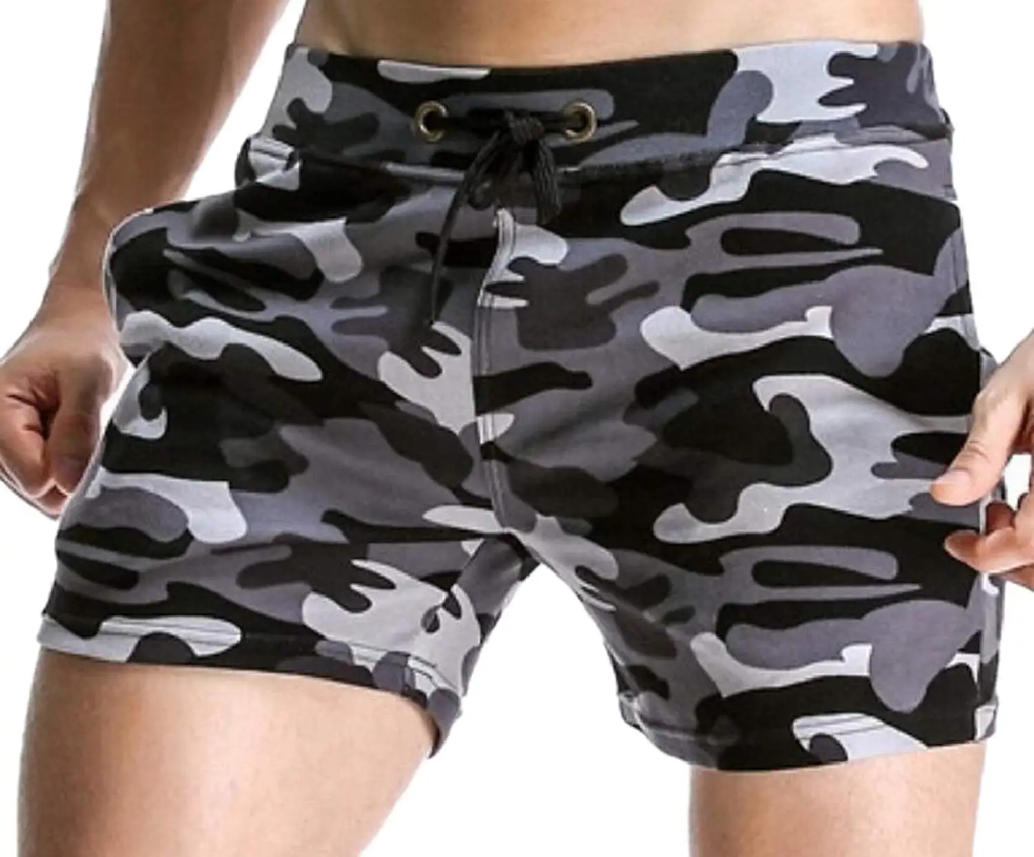 mens camo jogger shorts