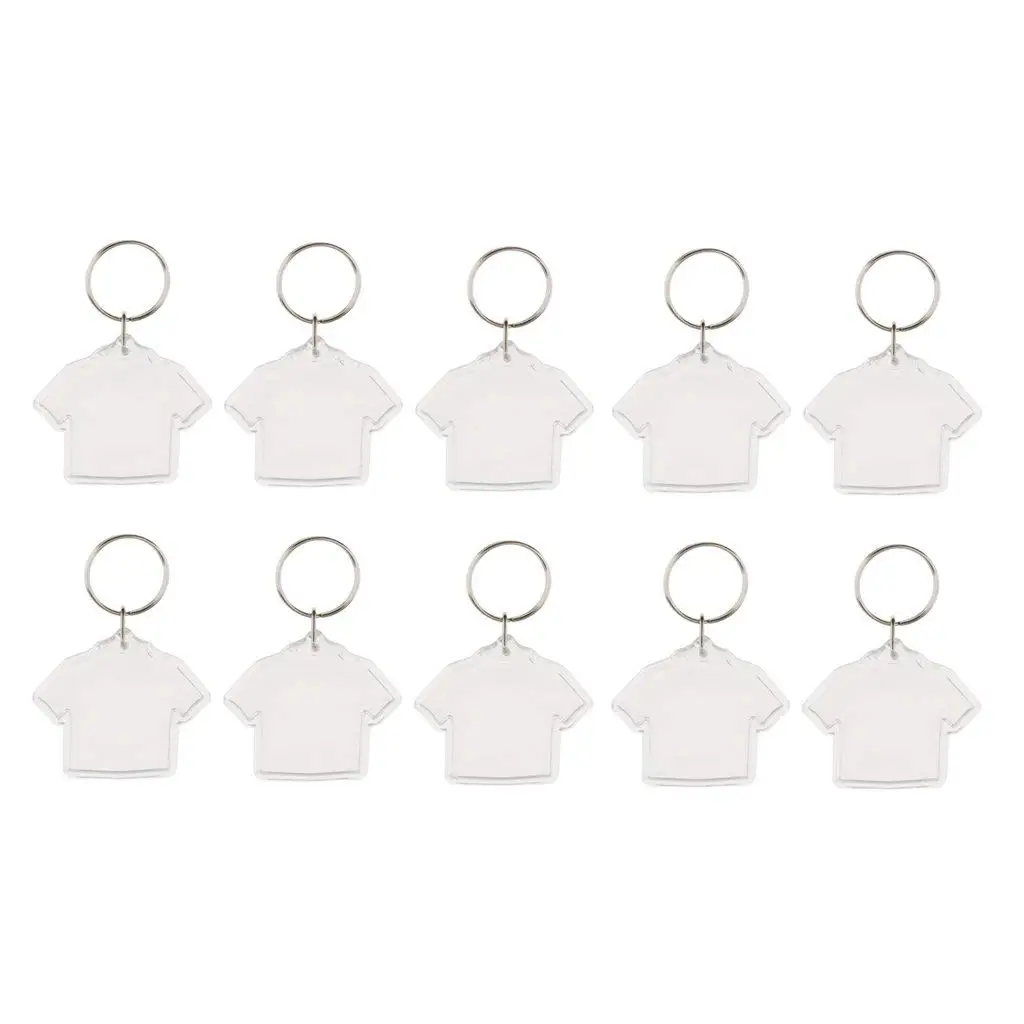 Jili Online 10 Pieces DIY Clothes Shape Personalised Insert Photo Acrylic Blank Keyring Keychain 40x45mm