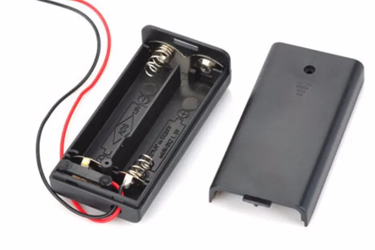 Black Plastic Waterproof 3v Double Dual 2 Aa Battery Cell Holder Box