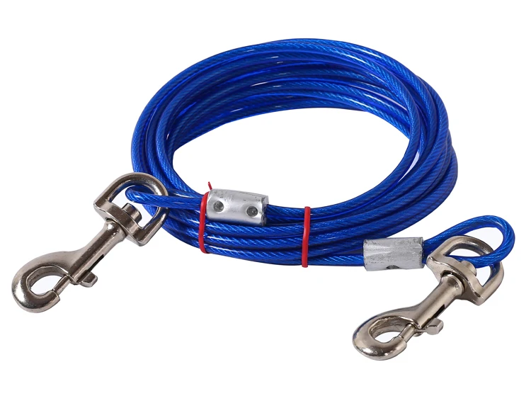 Adjustable Tieout Outdoor Steel Wire Two Hook Tie Out Cable Leash For