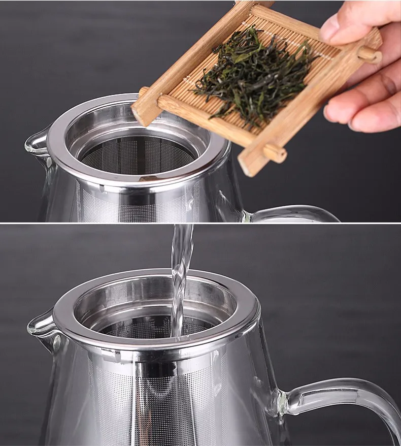 China Oem Handmade Borosilicate Glass Teapot With S/s 304 Infuser