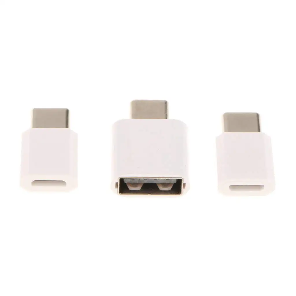 MonkeyJack 3 Pieces USB 3.1 Type C Male to OTG/Micro USB Female Data Adapter Converter Connector Plug and Play